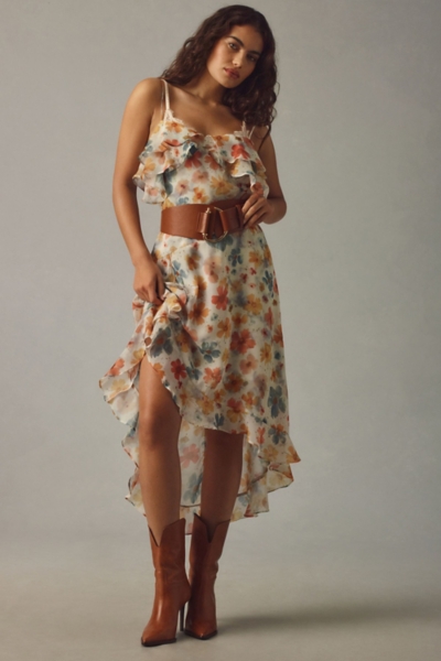 Sleeveless Asymmetric Ruffled Midi Dress | Nuuly