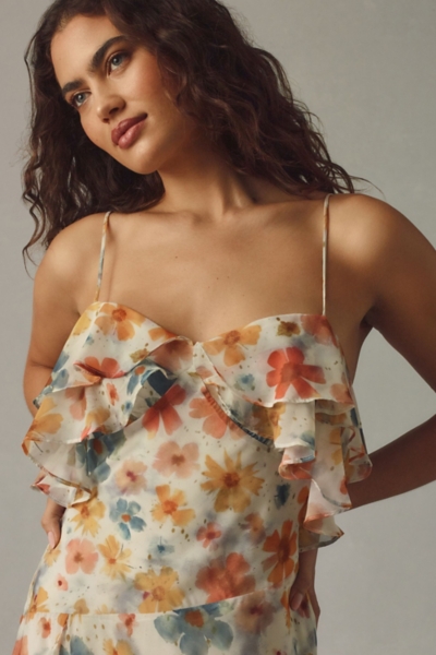 Sleeveless Asymmetric Ruffled Midi Dress | Nuuly