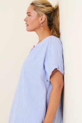 Short-Sleeve Collared Linen Maxi Shirt Dress | Nuuly