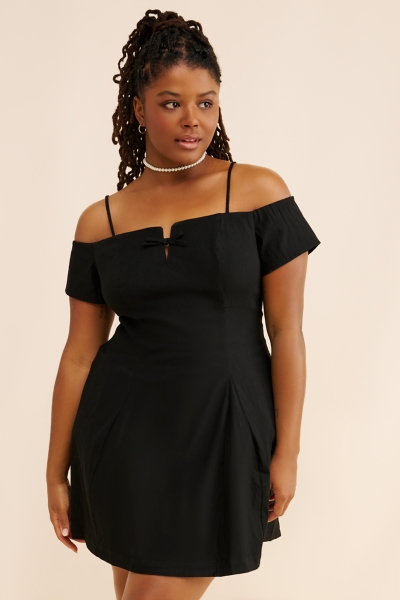 black bow off the shoulder dress Have Faith Off-Shoulder Bow Sleeve Maxi Dress Black