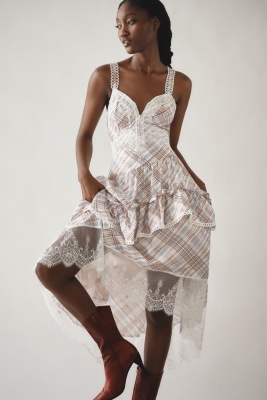 The Bobbi Asymmetrical Ruffle Tiered Midi Dress
