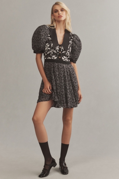 button front dress mini Button-Front Mini Dress in Floral