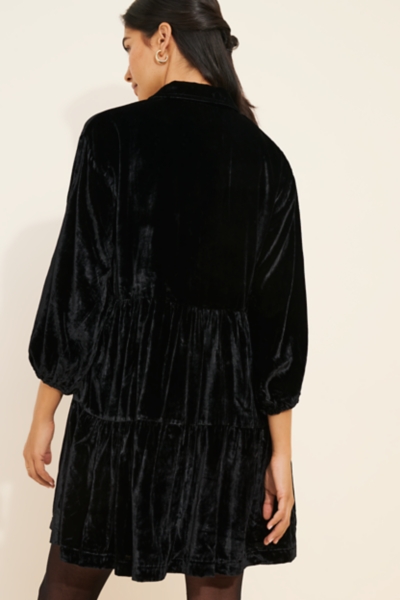 bettina tiered shirt dress by maeve Maeve Bettina Tiered Shirt Dress Velvet Edition Anthropologie Brown Size XS  NEW