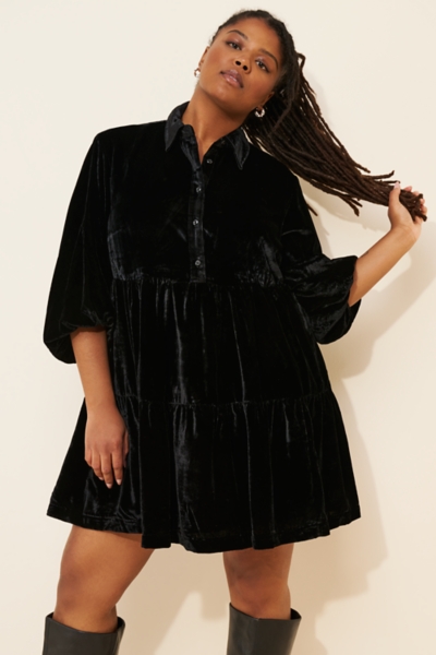 velvet t shirt dress Purple V-Neck They can be worn straight down or tied up. The Bettina Tiered Shirt Dress: