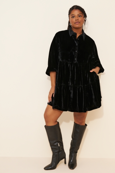 The Bettina Tiered Shirt Dress: Mini Velvet Editio | Nuuly