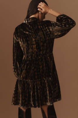 The Bettina Tiered Shirt Dress: Mini Velvet Edition