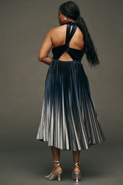 Pleated Halter Midi Dress | Nuuly