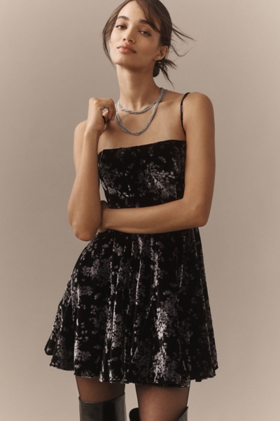 maeve asymmetrical fit & flare mini dress Tarai Modal Ruffled Midaxi Dress in Black main image 1