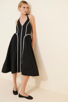 Halter V-Neck Fit Flare Midi Dress Nuuly