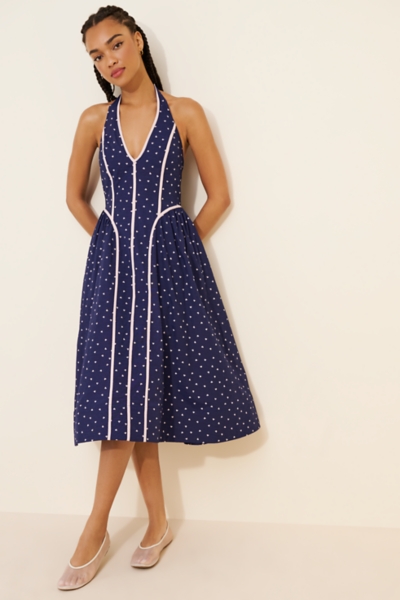 anthropologie halter v-neck fit & flare midi dress By Anthropologie Halter V-Neck Fit & Flare Midi Dress