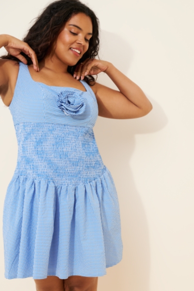 Smocked Rosette Drop-Waist Mini Dress | Nuuly