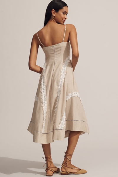 Lace Linen Blend Midi Dress | Nuuly