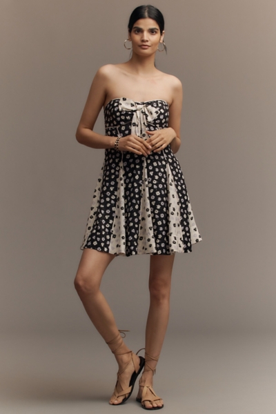 sachin and babi light blue dress Viviana Bow-Detail Strapless Mini Dress in Ivory