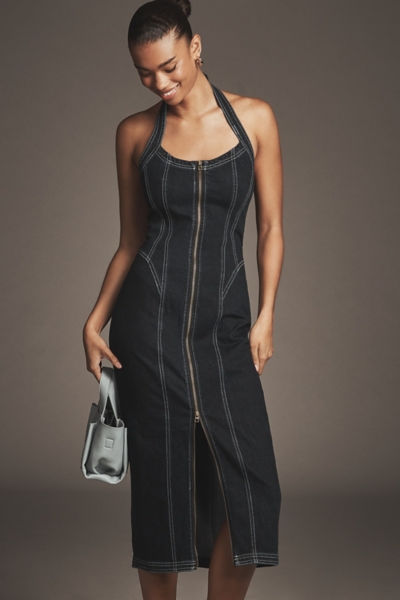 pilcro sleeveless denim midi dress Pilcro Sleeveless Denim Midi Dress
