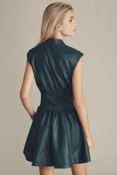 The Tommie Vegan-Leather Front-Zip Mini Shirt Dres | Nuuly