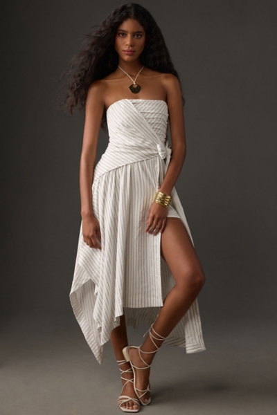 Hanky-Hem Strapless Midi Dress