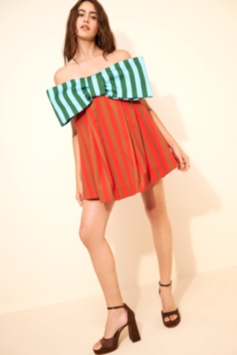 Millie Strapless Bow Swing Mini Dress