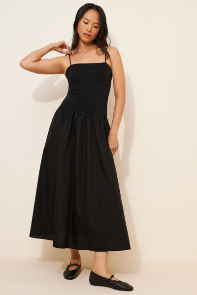twofer midi dress Square-Neck Twofer Midi Dress