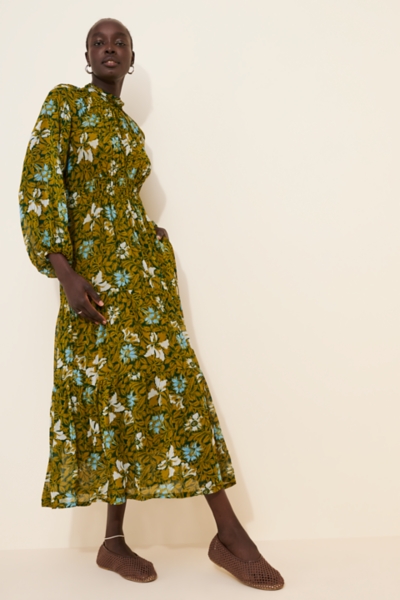 The Somerset Long-Sleeve Mock-Neck Chiffon Maxi Dr | Nuuly
