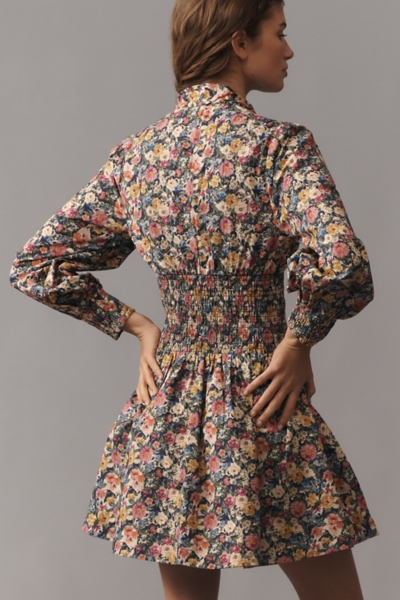 ワンピース theredthread S shirring dress mini The Tommie Long-Sleeve Smocked Front-Zip Mini Shir | Nuuly