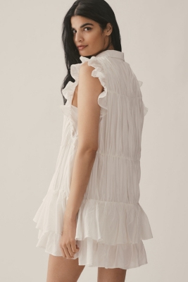 Sleeveless Ruffle Mini Shirt Dress