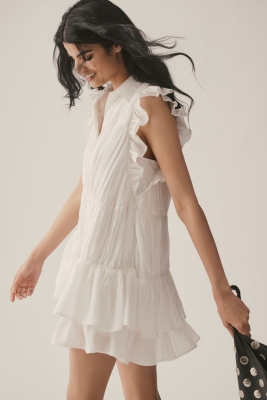 Sleeveless Ruffle Mini Shirt Dress