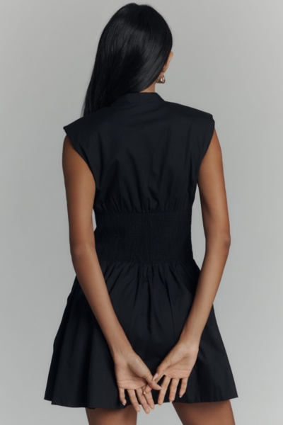 The Tommie Cap-Sleeve Smocked Front-Zip Shirt Dres | Nuuly