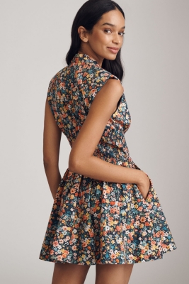 The Tommie Cap-Sleeve Smocked Front-Zip Shirt Dress: Mini Edition