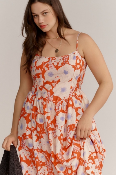Sleeveless Square-Neck Drop-Waist Midi Dress | Nuuly