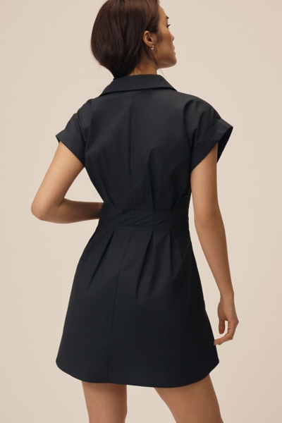 knee length dresses for ladies Natalie S/S Button Down Mini Shirt Dress Blue Stripe / M