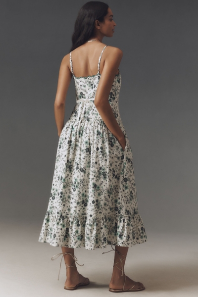Linen Blend Sleeveless Drop-Waist Midi Dress | Nuuly