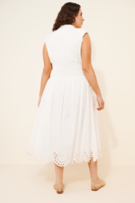 The Tommie Cap-Sleeve Smocked Front-Zip Shirt Dres | Nuuly