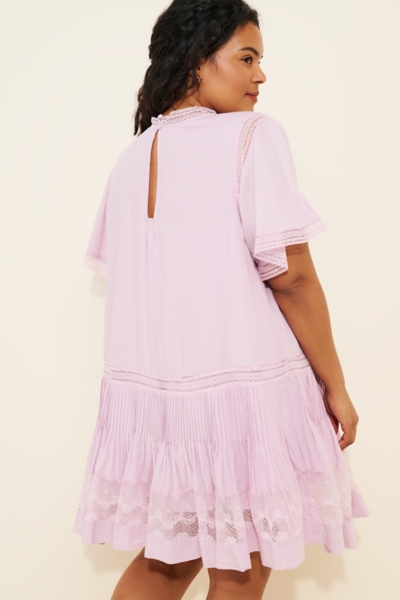 Short Sleeve V-Neck Pintuck Swing Tunic Dress | Nuuly