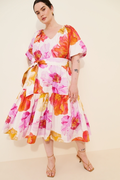 midi tent dress Short-Sleeve Midi Tent Dress