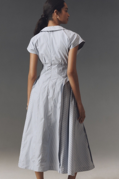 Short-Sleeve V-Neck Pleated Midi Dress | Nuuly