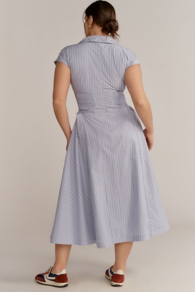 how to wear a midi t shirt dress Women's Made The Right Call Chambray Blue Collared Midi T-Shirt Dress | Size: L
