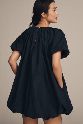Puff-Sleeve Relaxed Bubble Mini Dress