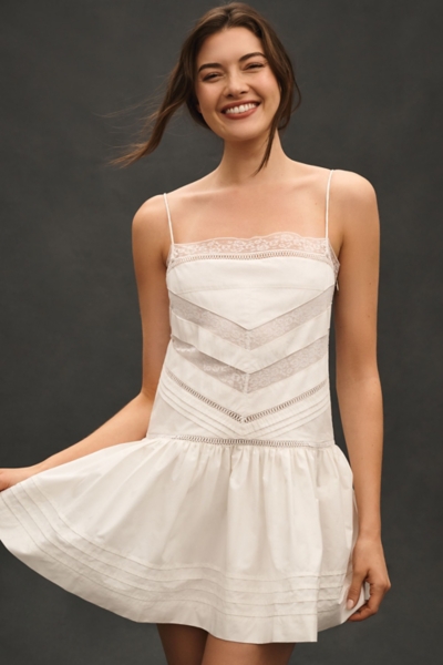 Sleeveless Square-Neck Lace Mix Mini Dress | Nuuly