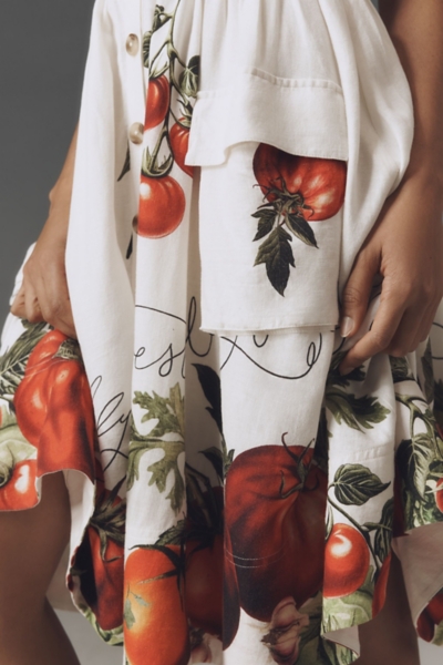 maeve button-front fit & flare tomato midi dress Button-Front Fit & Flare Tomato Midi Dress