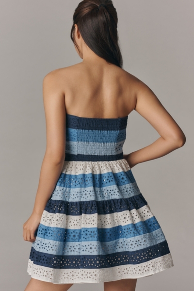 blue strapless cotton dress Strapless Navy Dress with Pockets main image 0