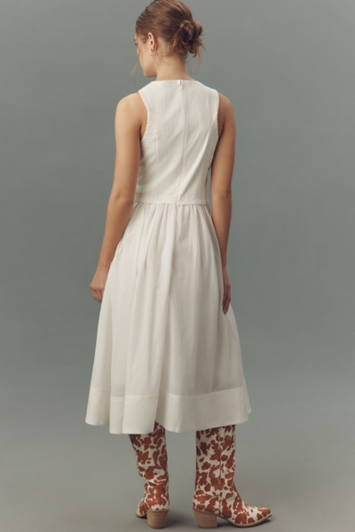 knee length dresses for ladies Zanardi Fashion Lace Midi Dress with Tailored Vest Set main image 1