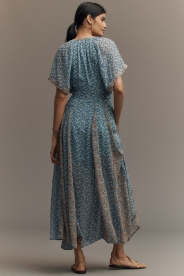 Pleated Floral Maxi Dress
