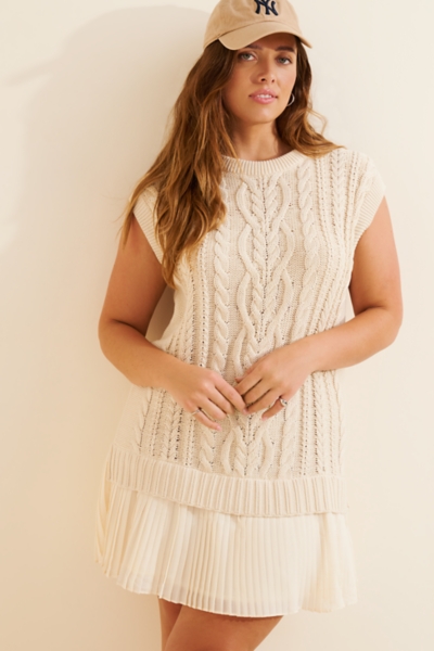 Twofer Cable-Knit Mini Dress | Nuuly