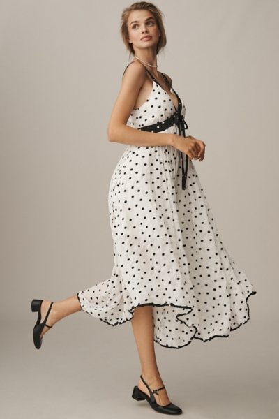 knee length dresses for ladies White Polka Dot Bandeau Felicity Midi Dress main image 1