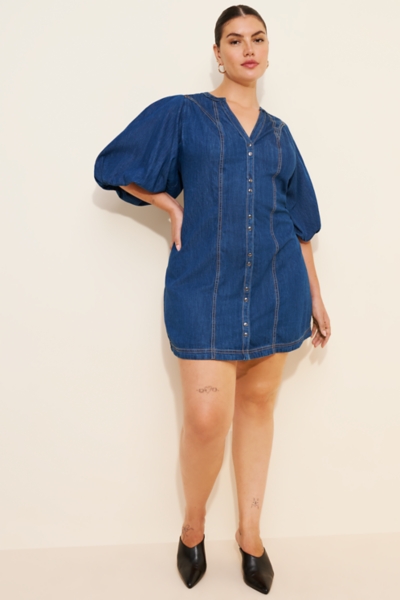 Puff-Sleeve Denim Shirt Dress | Nuuly