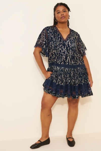 V-Neck Lurex Tiered Mini Dress | Nuuly