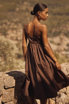 Twofer Faux-Leather Babydoll Dress
