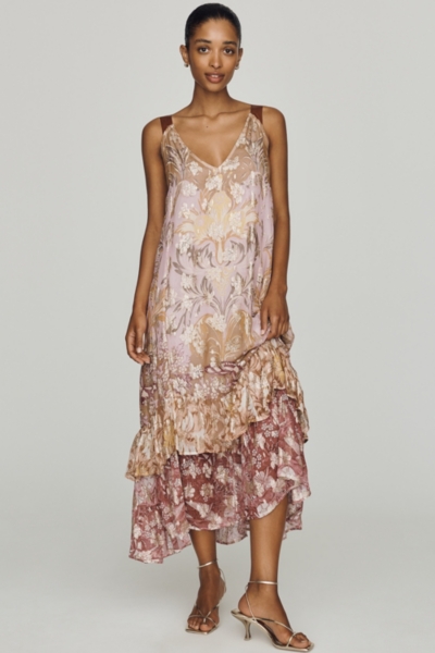 midi dress with tie back Floral Cream / M shoulder style Ruched bodice Elasticated puff sleeves Tie at back Zipper in back Stop what you are doing because this dress deserves a moment AE Knit Tie-Back Godet Midi