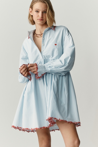 green emerald velvet dress Lela Rose | Abstract Floral Embroidery Belted Shirt Dress | XL main image 0