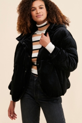 Velvet puffer hot sale jacket black